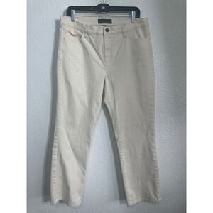 Lauren Ralph Lauren Petite Cream Straight Leg Jeans Off-White 14P Cotton Blend